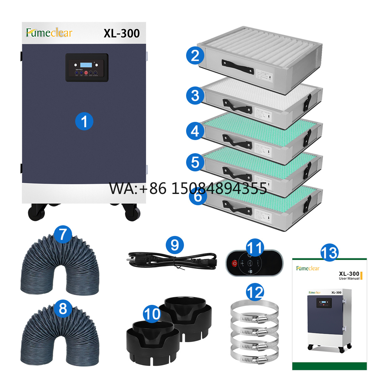 Co2 Laser Engraving Machine - H13 330W 5-ступенчатый фильтр-экстрактор и очиститель